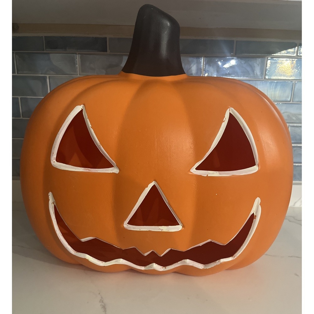 Vintage Large Gemmy Halloween Pumpkin Jack O' Lantern Light‎ Up Blow Mold   17" - Picture 5 of 12